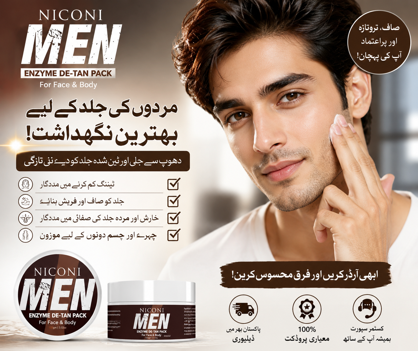 Niconi Men & Women Enzyme De-Tan Pack For Face & Body